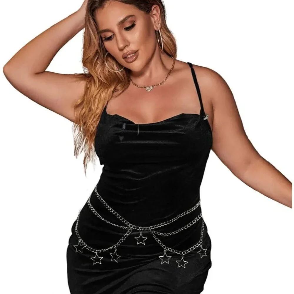 Star Waist Chain Belt Gothic Crossover Body Belly Tassel Women Girls